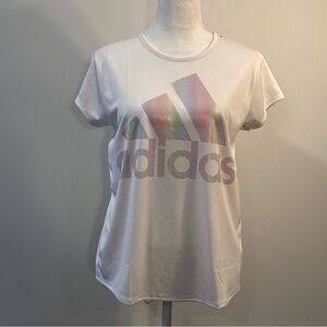 NWT Adidas PRIMEGREEN Girls XL (16+) Shirt w/ Iridescent Large Logo